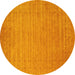 Round Machine Washable Abstract Yellow Contemporary Rug, wshcon2503yw