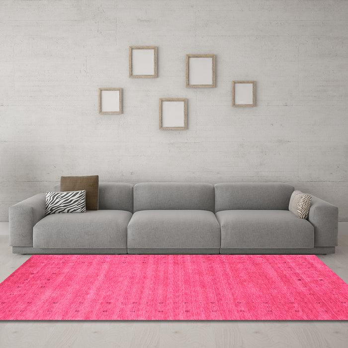 Machine Washable Abstract Pink Contemporary Rug in a Living Room, wshcon2503pnk