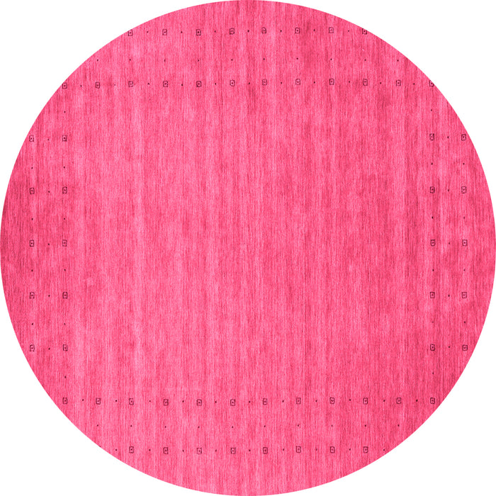 Round Machine Washable Abstract Pink Contemporary Rug, wshcon2503pnk