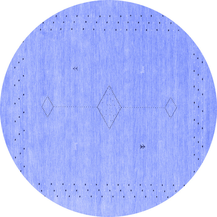 Round Abstract Blue Contemporary Rug, con2504blu
