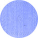 Round Abstract Blue Contemporary Rug, con2504blu