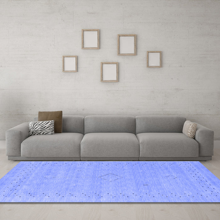 Machine Washable Abstract Blue Contemporary Rug in a Living Room, wshcon2504blu