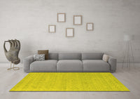 Machine Washable Abstract Yellow Contemporary Rug, wshcon2504yw