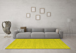 Machine Washable Abstract Yellow Contemporary Rug in a Living Room, wshcon2504yw