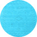 Round Abstract Light Blue Contemporary Rug, con2504lblu