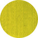 Round Abstract Yellow Contemporary Rug, con2504yw