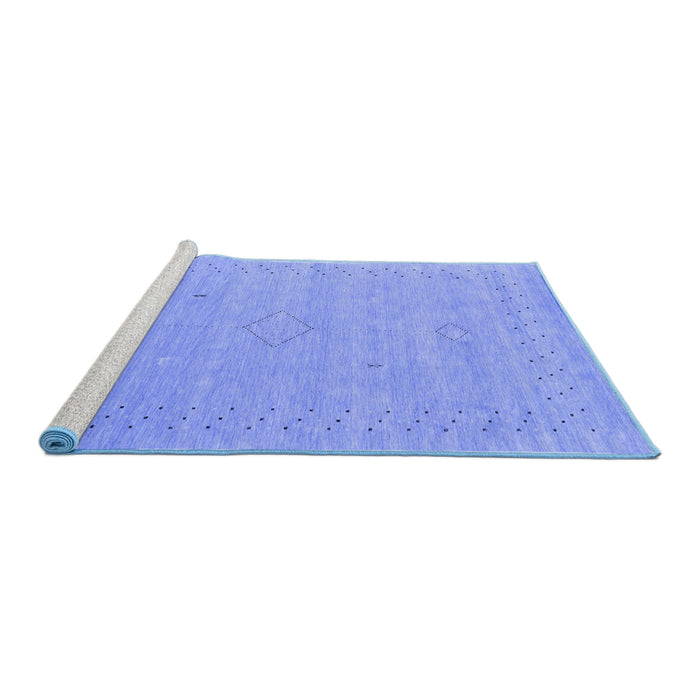 Sideview of Machine Washable Abstract Blue Contemporary Rug, wshcon2504blu