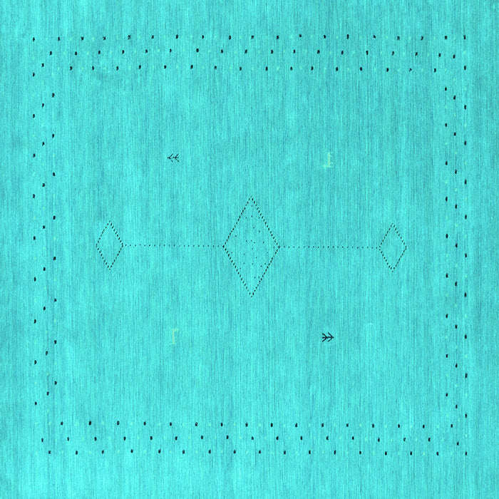 Square Machine Washable Abstract Turquoise Contemporary Area Rugs, wshcon2504turq
