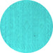 Round Abstract Turquoise Contemporary Rug, con2504turq