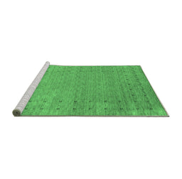 Sideview of Machine Washable Abstract Emerald Green Contemporary Area Rugs, wshcon2505emgrn