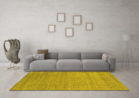 Machine Washable Abstract Yellow Contemporary Rug, wshcon2505yw