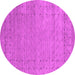 Round Machine Washable Abstract Pink Contemporary Rug, wshcon2505pnk