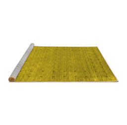Sideview of Machine Washable Abstract Yellow Contemporary Rug, wshcon2505yw