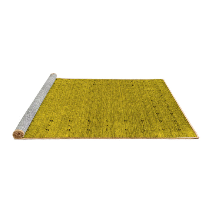 Sideview of Machine Washable Abstract Yellow Contemporary Rug, wshcon2505yw