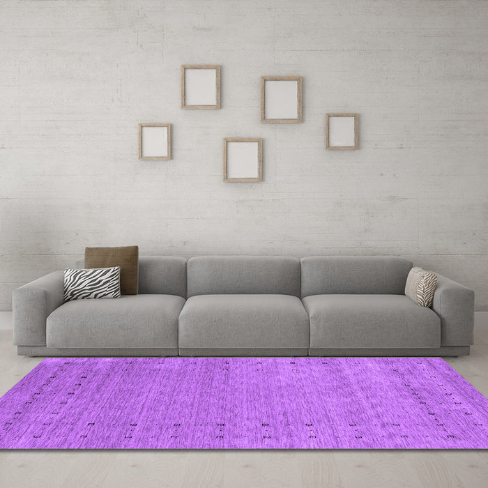 Machine Washable Abstract Purple Contemporary Area Rugs in a Living Room, wshcon2505pur