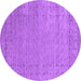 Round Machine Washable Abstract Purple Contemporary Area Rugs, wshcon2505pur