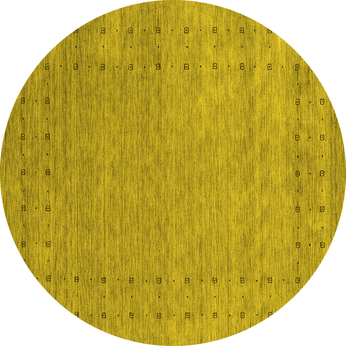 Round Machine Washable Abstract Yellow Contemporary Rug, wshcon2505yw