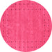 Round Abstract Pink Contemporary Rug, con2506pnk