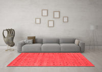 Machine Washable Abstract Red Contemporary Rug, wshcon2506red