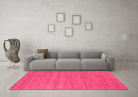 Machine Washable Abstract Pink Contemporary Rug, wshcon2506pnk