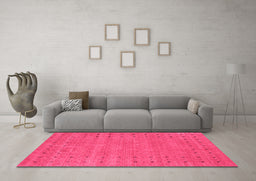 Machine Washable Abstract Pink Contemporary Rug in a Living Room, wshcon2506pnk