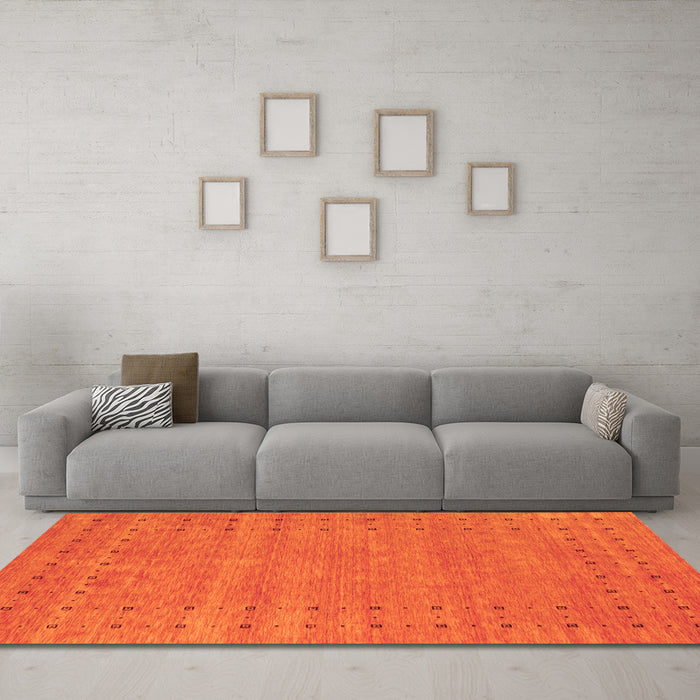 Machine Washable Abstract Orange Contemporary Area Rugs in a Living Room, wshcon2506org