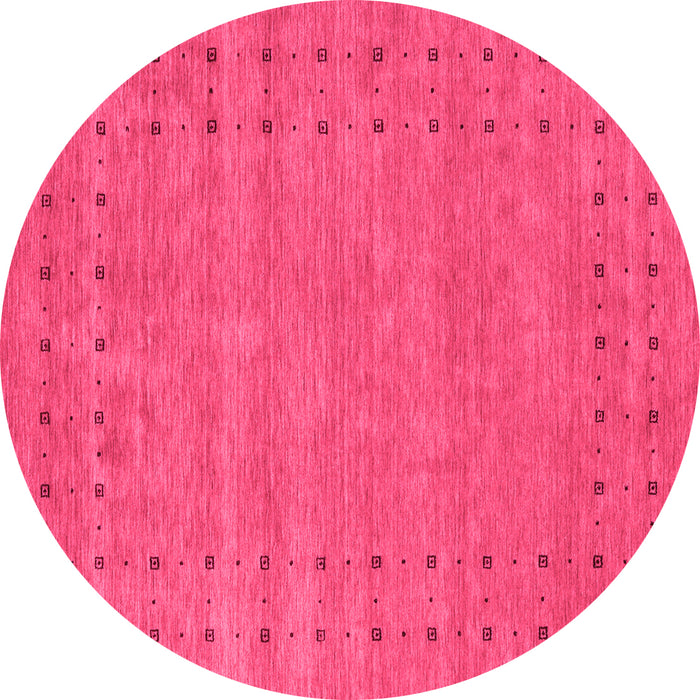 Round Machine Washable Abstract Pink Contemporary Rug, wshcon2506pnk