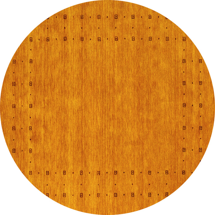 Round Abstract Yellow Contemporary Rug, con2506yw