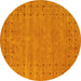 Round Abstract Yellow Contemporary Rug, con2506yw