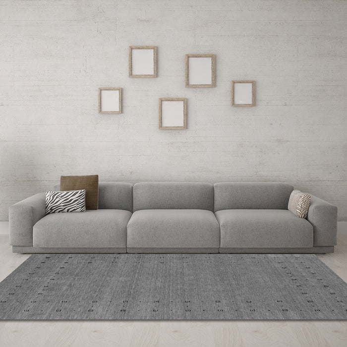 Machine Washable Abstract Gray Contemporary Rug in a Living Room,, wshcon2506gry