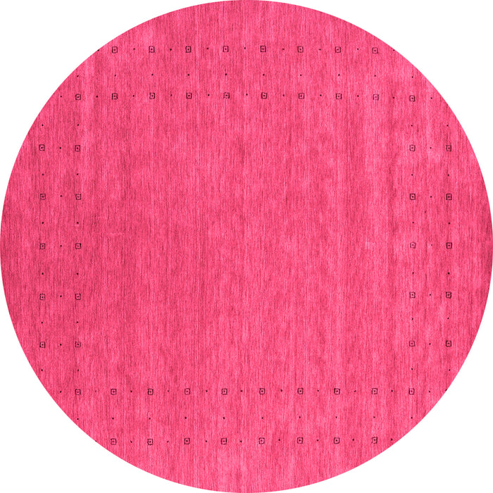 Round Machine Washable Abstract Pink Contemporary Rug, wshcon2507pnk