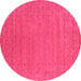 Round Machine Washable Abstract Pink Contemporary Rug, wshcon2507pnk