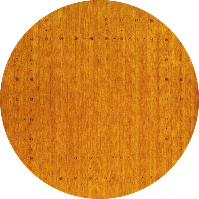 Round Abstract Yellow Contemporary Rug, con2507yw