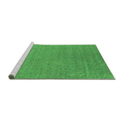 Sideview of Machine Washable Abstract Emerald Green Contemporary Area Rugs, wshcon2507emgrn