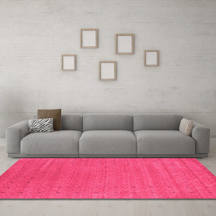 Machine Washable Abstract Pink Contemporary Rug in a Living Room, wshcon2507pnk