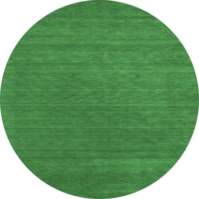 Round Machine Washable Abstract Emerald Green Contemporary Area Rugs, wshcon2508emgrn