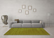 Machine Washable Abstract Green Contemporary Area Rugs in a Living Room,, wshcon2508grn