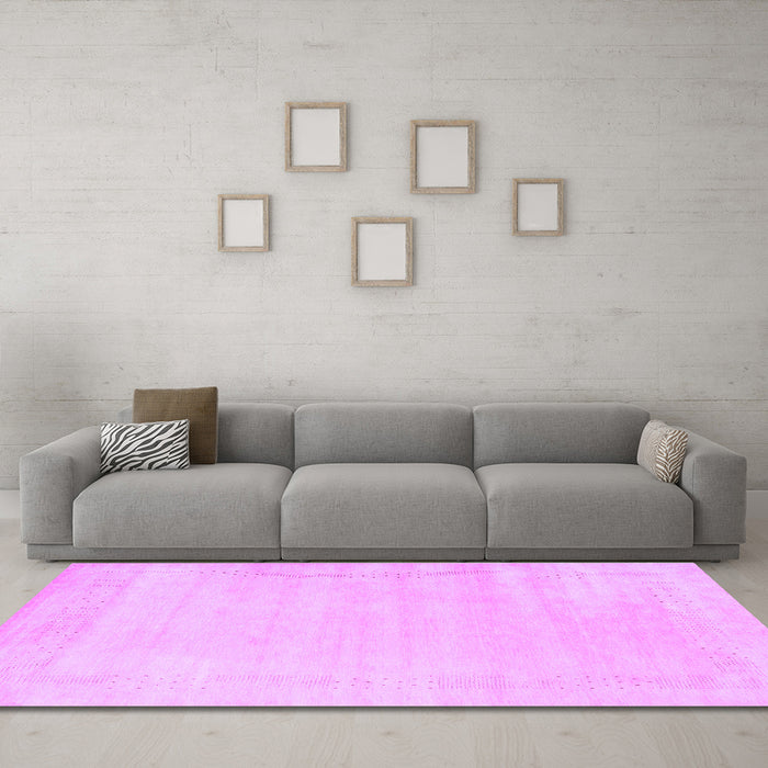 Machine Washable Solid Purple Modern Area Rugs in a Living Room, wshcon2509pur