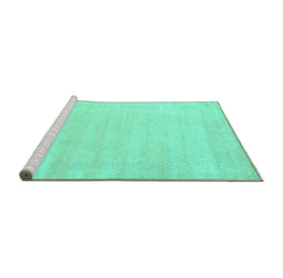 Sideview of Machine Washable Solid Turquoise Modern Area Rugs, wshcon2509turq