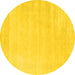 Round Machine Washable Solid Yellow Modern Rug, wshcon2509yw