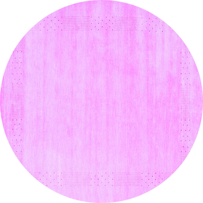 Round Machine Washable Solid Purple Modern Area Rugs, wshcon2509pur