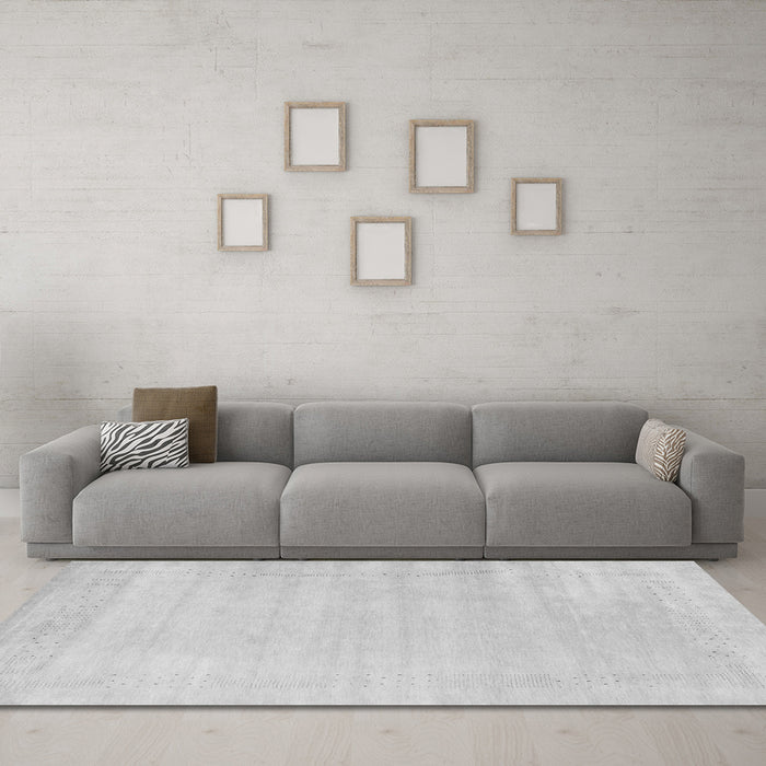 Machine Washable Solid Gray Modern Rug in a Living Room,, wshcon2509gry