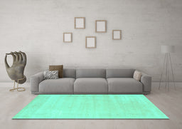 Machine Washable Solid Turquoise Modern Area Rugs in a Living Room,, wshcon2509turq