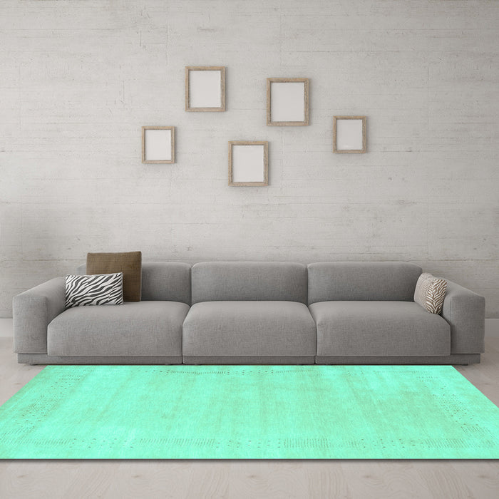 Machine Washable Solid Turquoise Modern Area Rugs in a Living Room,, wshcon2509turq