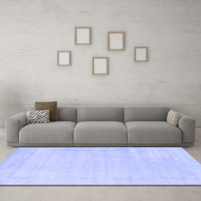 Machine Washable Solid Blue Modern Rug in a Living Room, wshcon2509blu