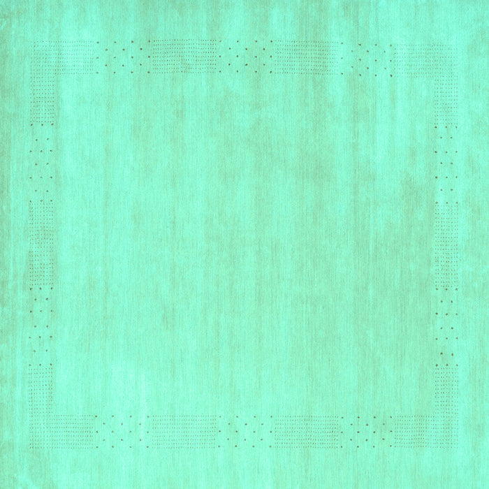 Square Machine Washable Solid Turquoise Modern Area Rugs, wshcon2509turq