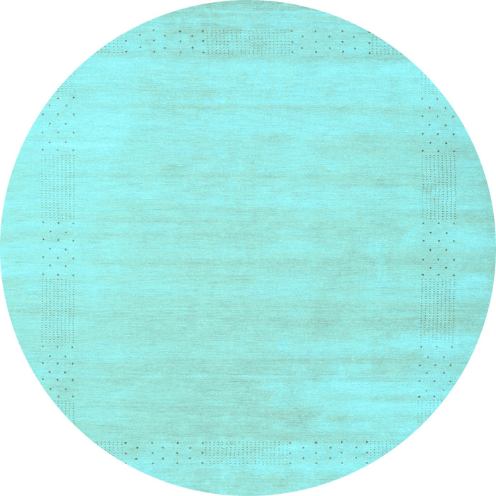 Round Machine Washable Solid Light Blue Modern Rug, wshcon2509lblu