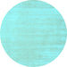 Round Machine Washable Solid Light Blue Modern Rug, wshcon2509lblu