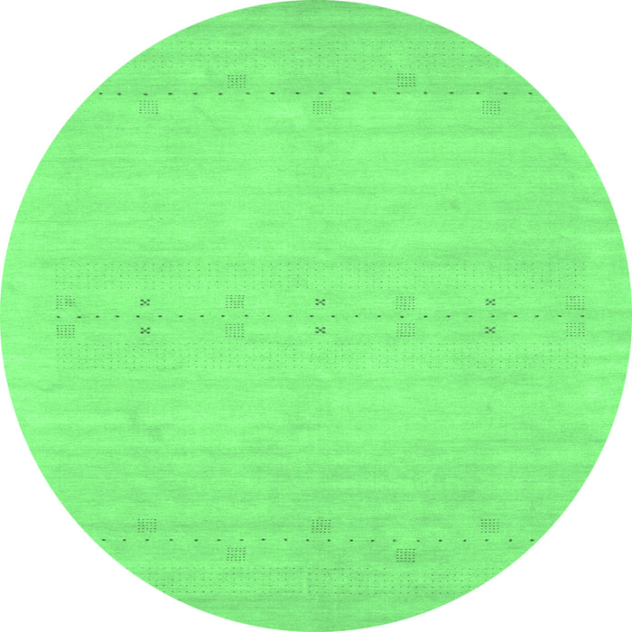 Round Machine Washable Solid Emerald Green Modern Area Rugs, wshcon2510emgrn
