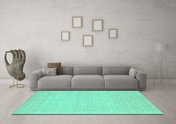 Machine Washable Solid Turquoise Modern Area Rugs in a Living Room,, wshcon2510turq